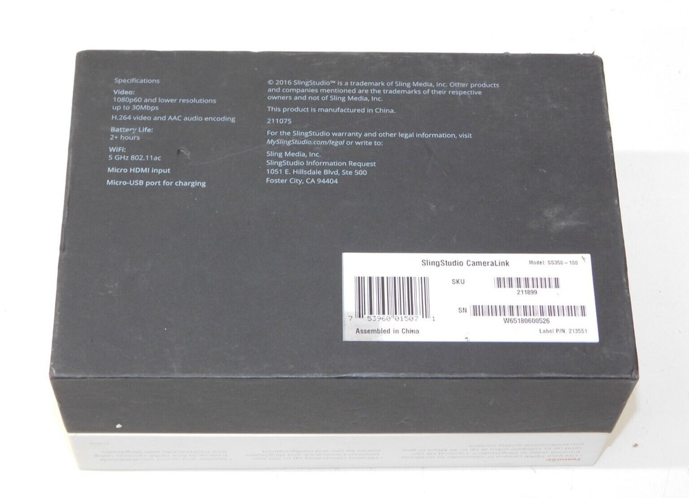 New Sling Studio SS350-100 Camera Link Portable Wireless Video Transmitter Unit