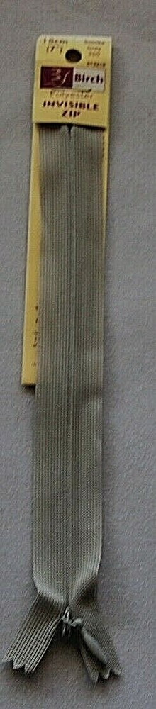 Birch  18cms (7") Smoke Grey Polyester Invisible Zipper