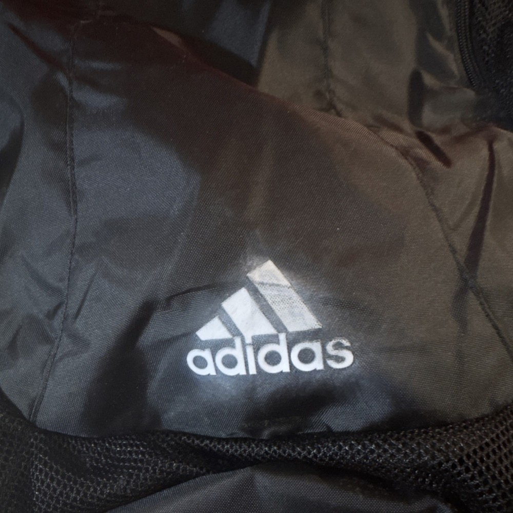 adidas Black Polyester Gym Bag Drawstring Zip Adjustable Strap 2 Pockets