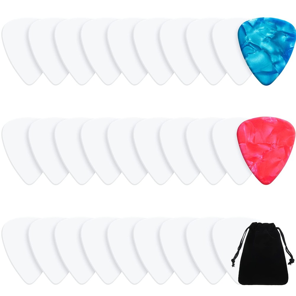 30-Piece Sublimation Blank Guitar Pick Set - 0.46mm, 0.71mm, 0.96mm Thickness