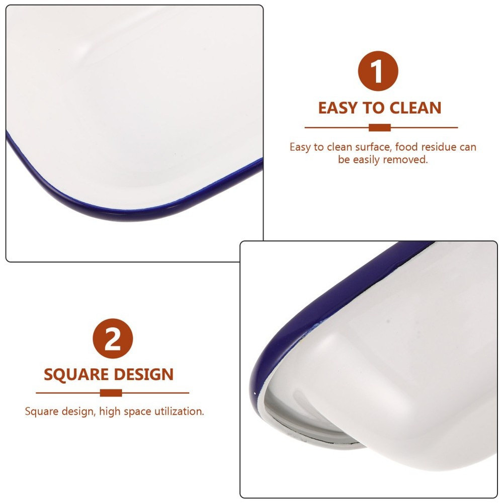 White Enamel Baking Pan Cake Tray Rectangle Coated Bakeware Baked