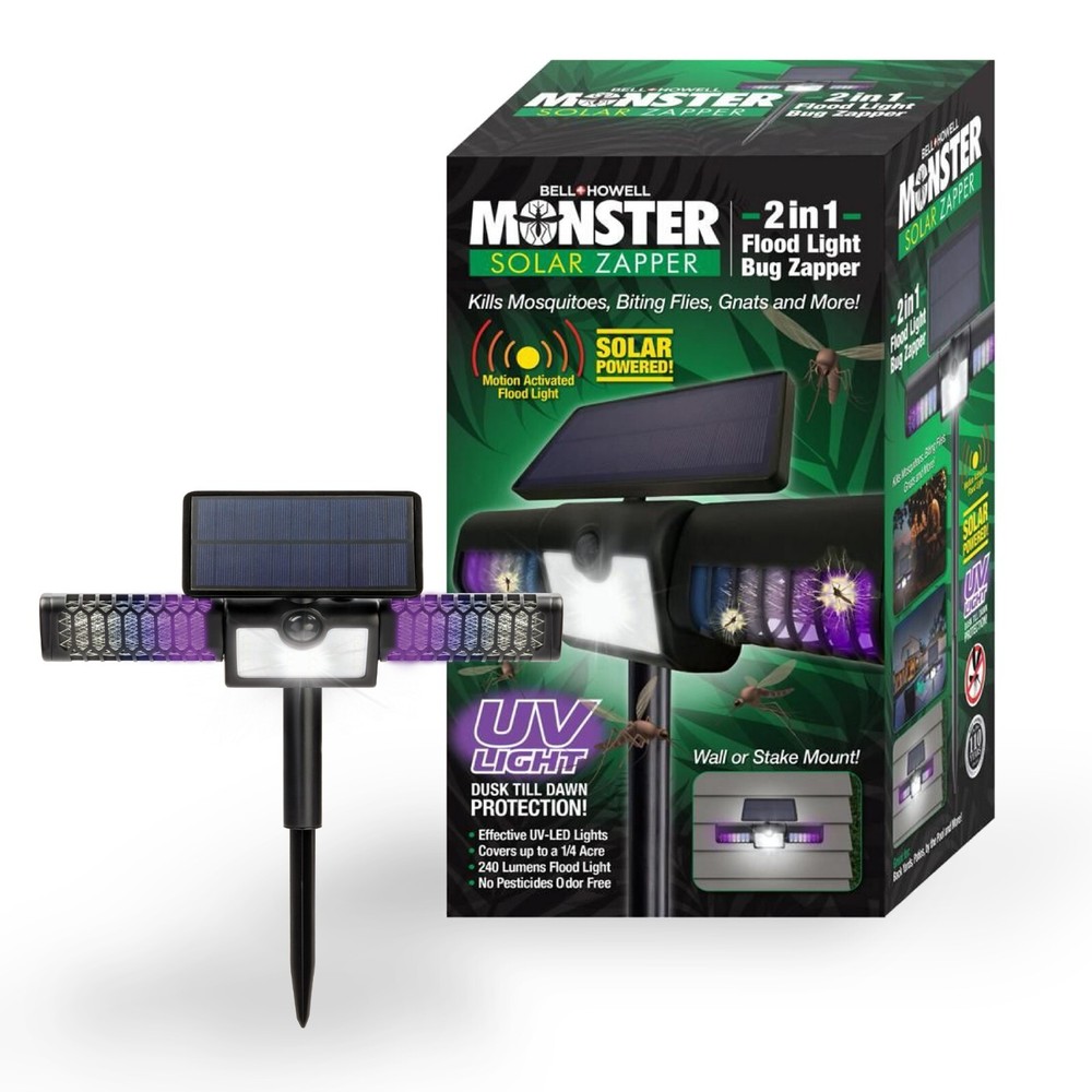 Bell + Howell Monster Solar Floodlight Zapper 2-in-1 Floodlight and Bug Zapper