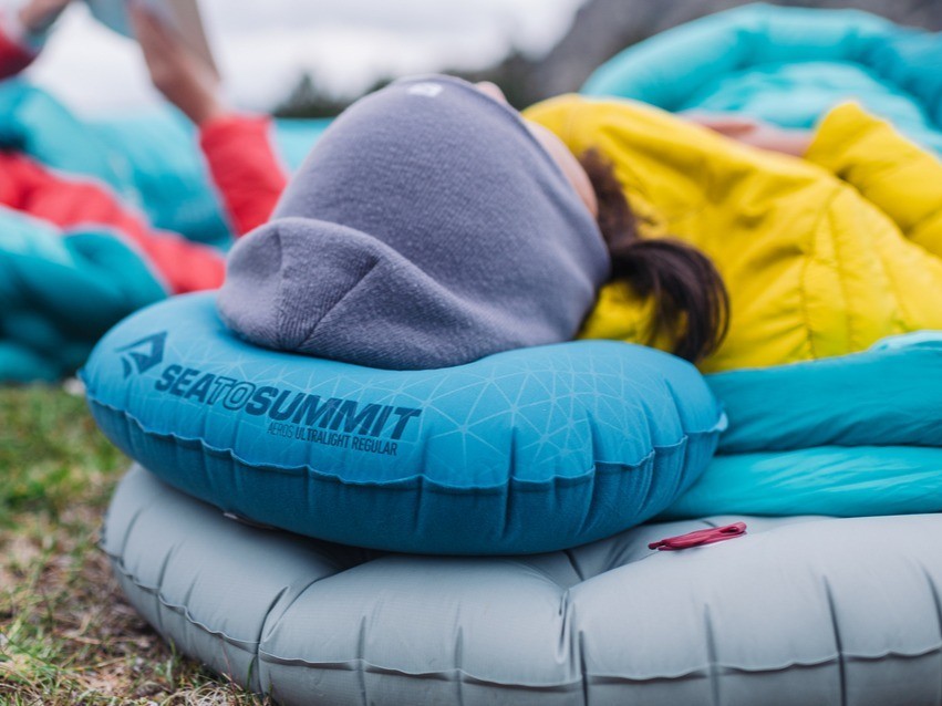 Set Of 2x Sea To Summit Aeros Inflatable Camping UL Air Pillows Reg. Aqua NEW!