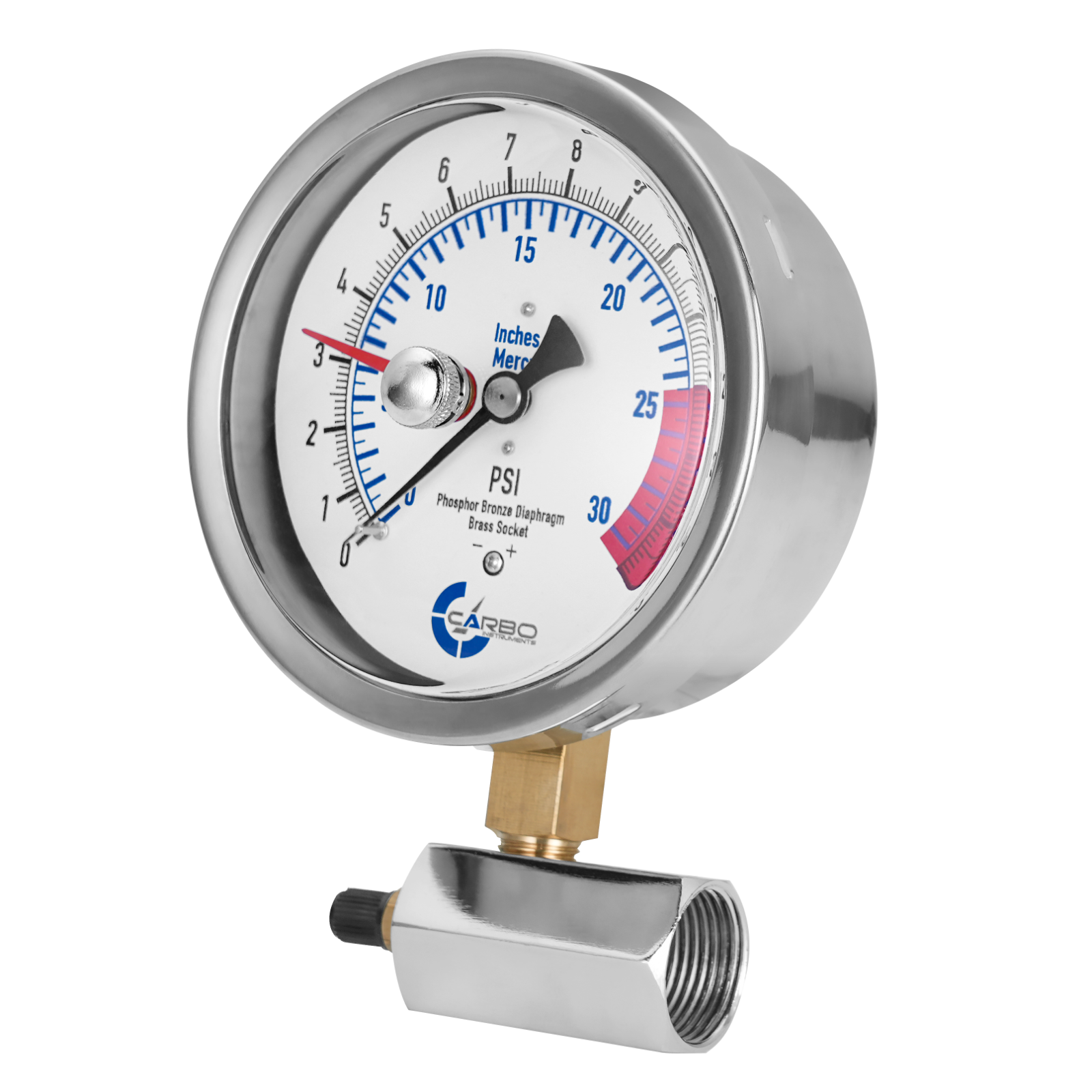 4" Gas Test CAPSULE Pressure Gauge 15 Pound, 15 PSI, 3/4” FNPT