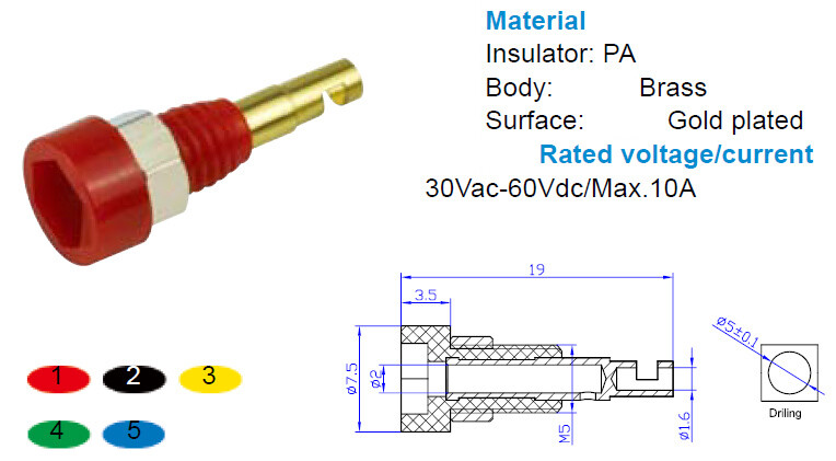 colors Copper 2mm banana jack socket binding post panel mount M5 jack test probe