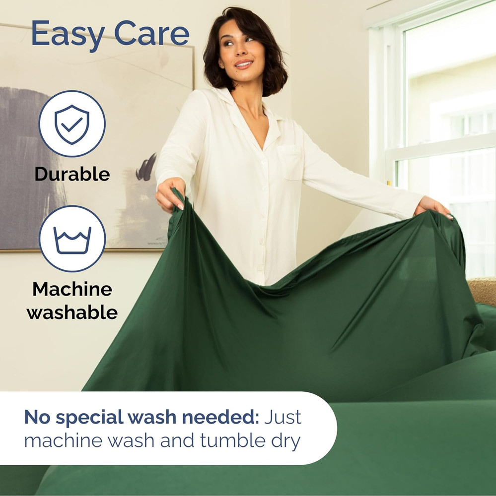 Extra Deep Split King Sheet Set - 7 Piece Breathable & Cooling Sheets - Hotel Lu