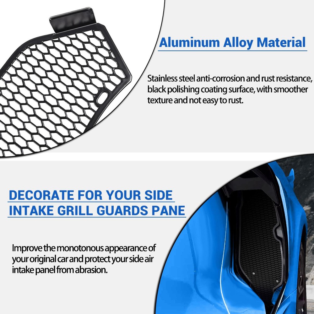 Side Intake Mesh Grille Insert Guard For Corvette C8 2020-2024 Filler Screen US