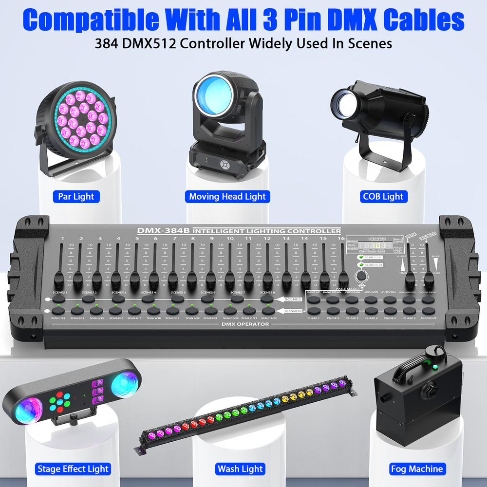 DMX 512 384 Channels Operator Console Controller For Stage Lighting DJ Party US