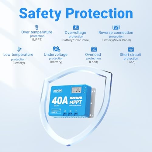 40 Amp MPPT 12V/24V DC Input Solar Charge Controller with Built-in Bluetooth