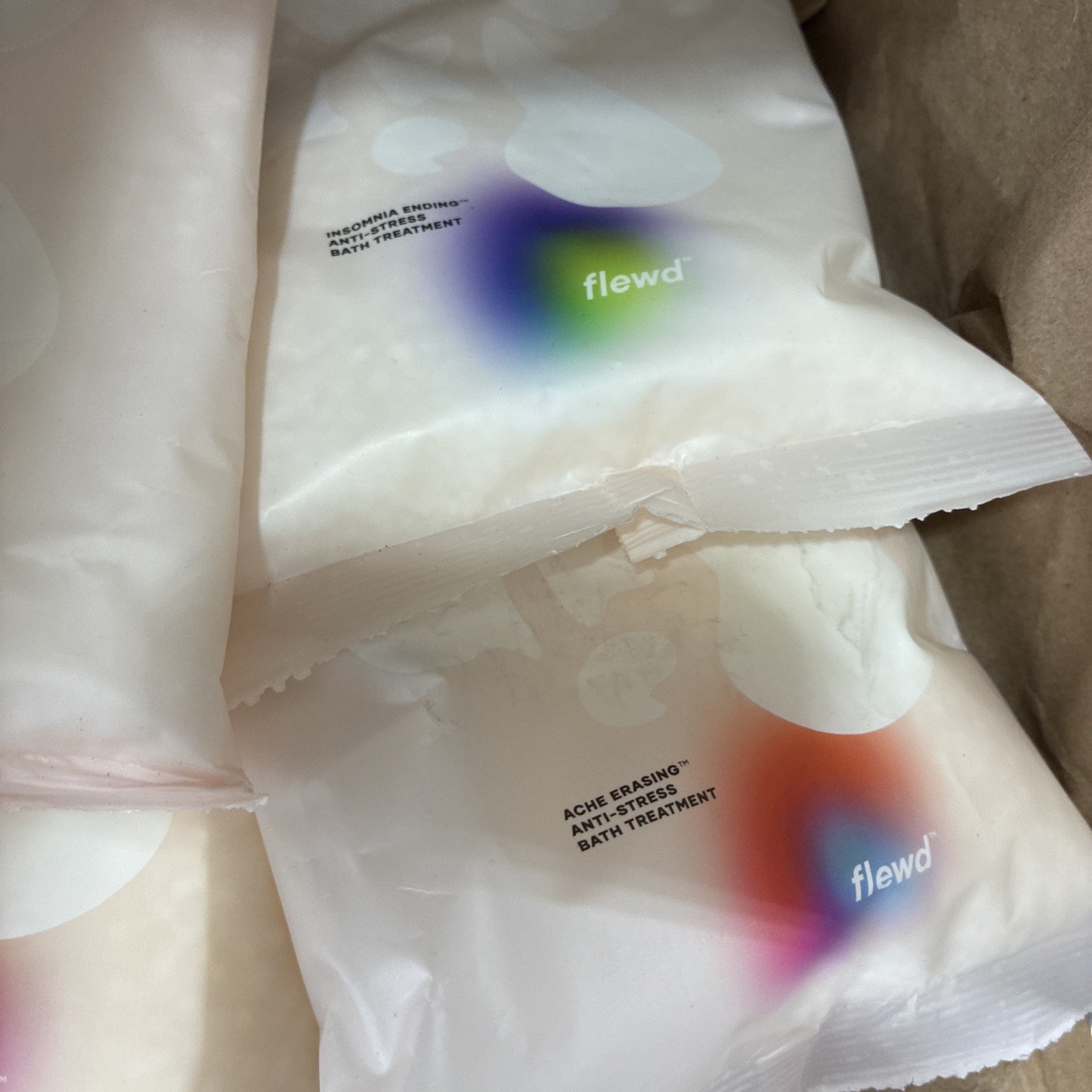 4 NEW FLEWD Bath Treatments. See Pics For Flavor. 10 OZ Each