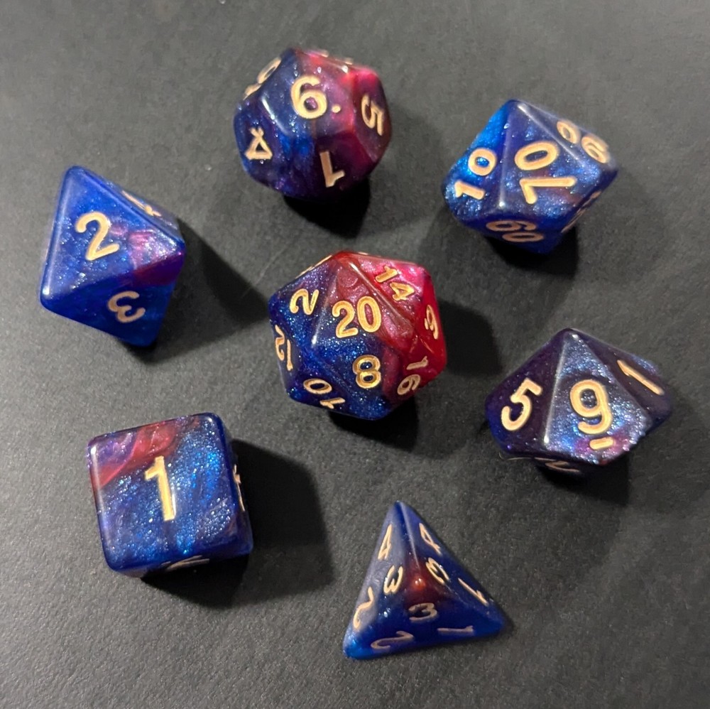 ✨Crimson Valor✨ 7 Dice Set Poly RPG DnD Dungeons Dragons AD&D Pathfinder d20