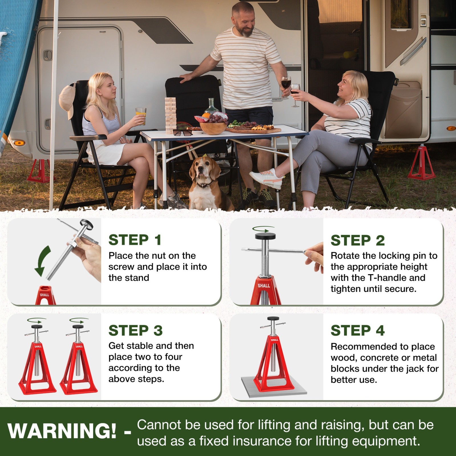 SHALL 4PC RV Stabilizer Jacks,Heavy Duty Aluminum Jack Stands for Trailer Camper