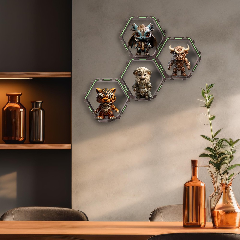 9 PCS Riser Display Shelf for Funko POP Figures, Floating Shelves Display Led...