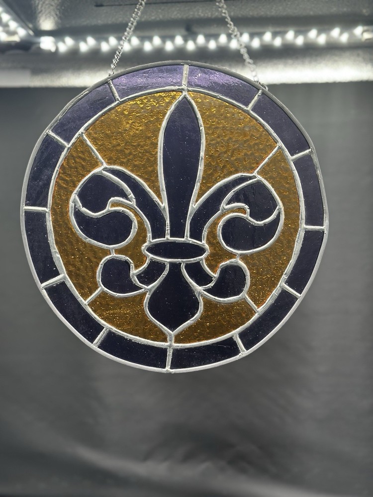 Fleur De Lis Stained Glass Panel 10” X 10”