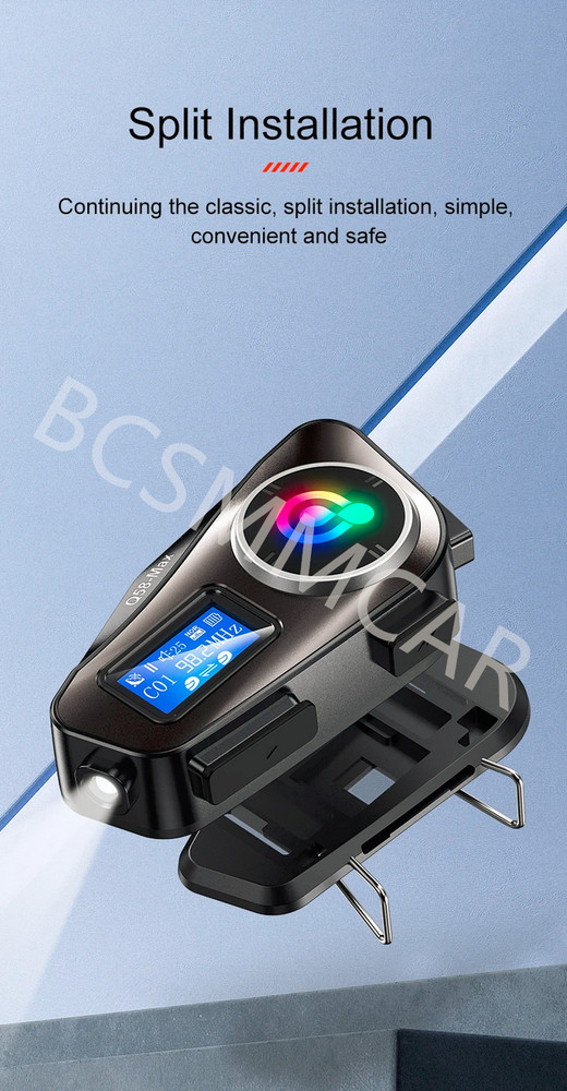 Motorcycle Intercom Helmet Bluetooth Headset LCD Display Screen Waterproof