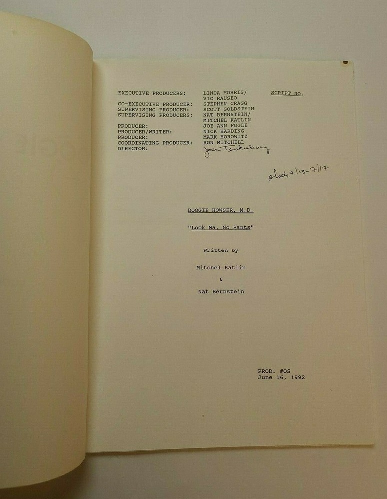 DOOGIE HOWSER, M.D. / Mitchel Katlin 1992 TV Script, "Look Ma, No Pants"