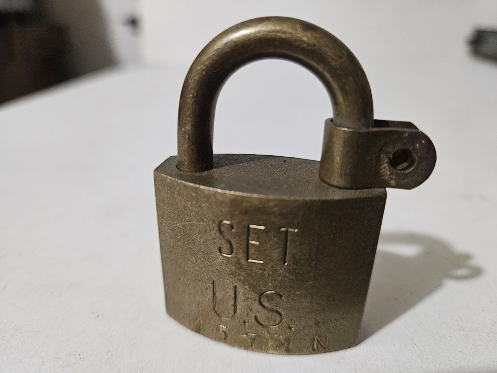 Vintage Brass US Set Padlock No Key American lock Company Footlocker Lock