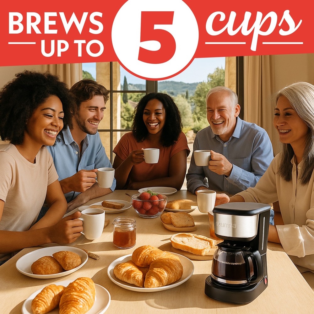 Gourmia 5 Cup Coffee Maker, Pause & Serve, Keep Warm, One-Touch Brew