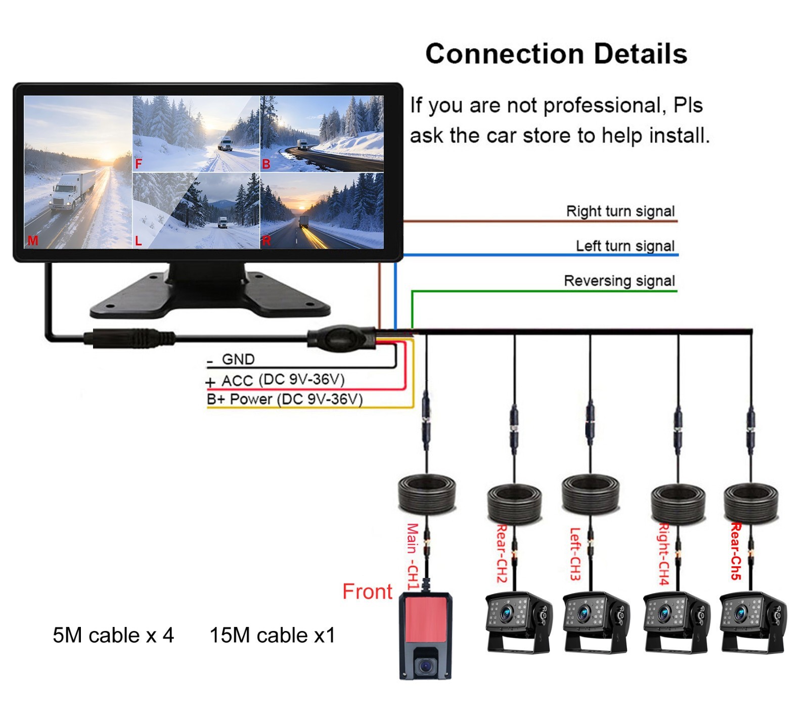 1080P RV Backup Camera 10.36" 4K Touchscreen Monitor DVR for Truck Bus Trailer