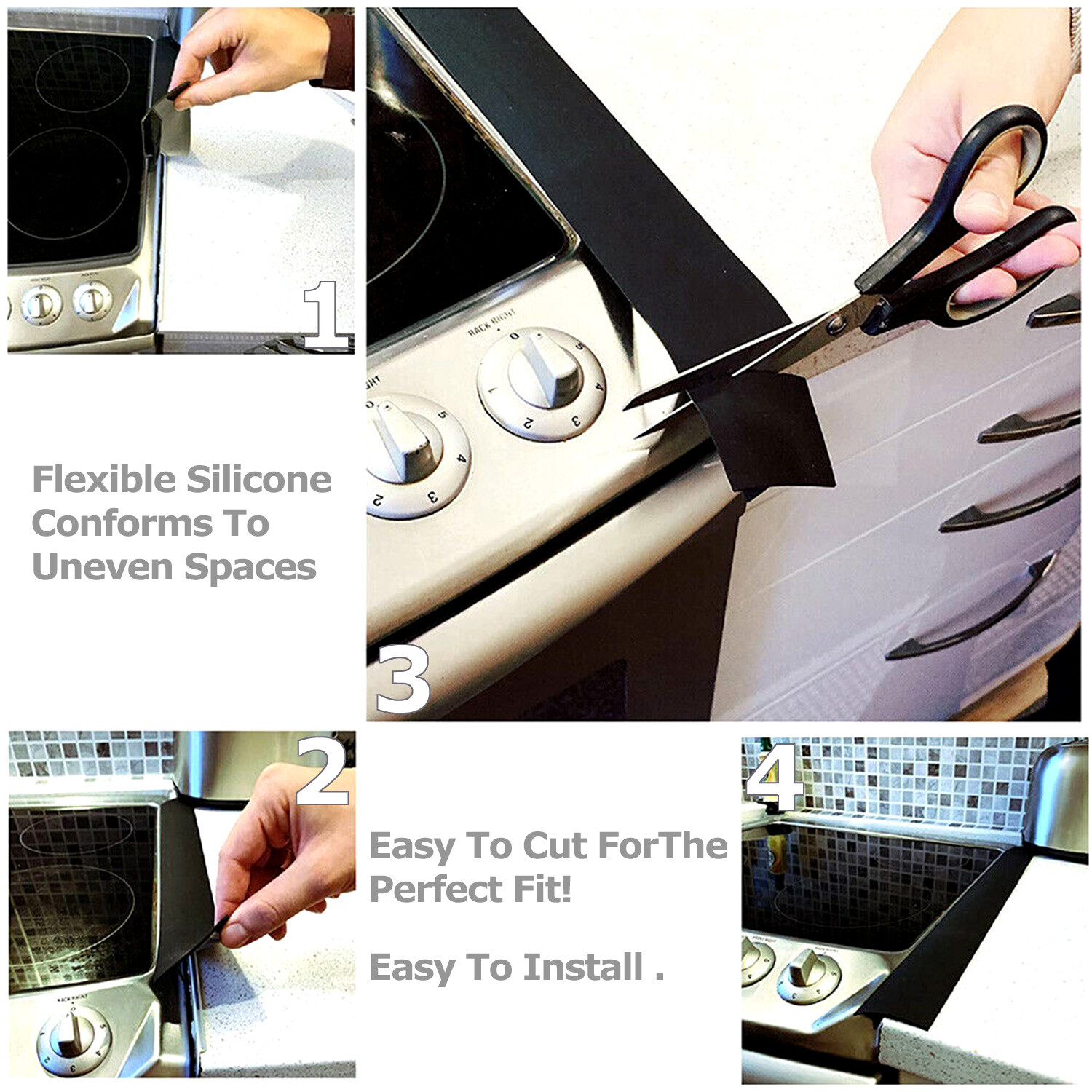 2 PCS 21'' Silicone Stove Counter Gap Cover Oven Guard Spill Seal Slit Filler