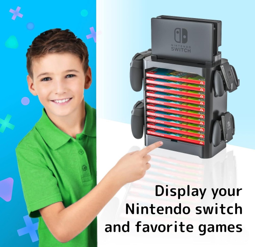 Nintendo Switch Game Storage Tower, Game Disk Rack and Controller Organizer