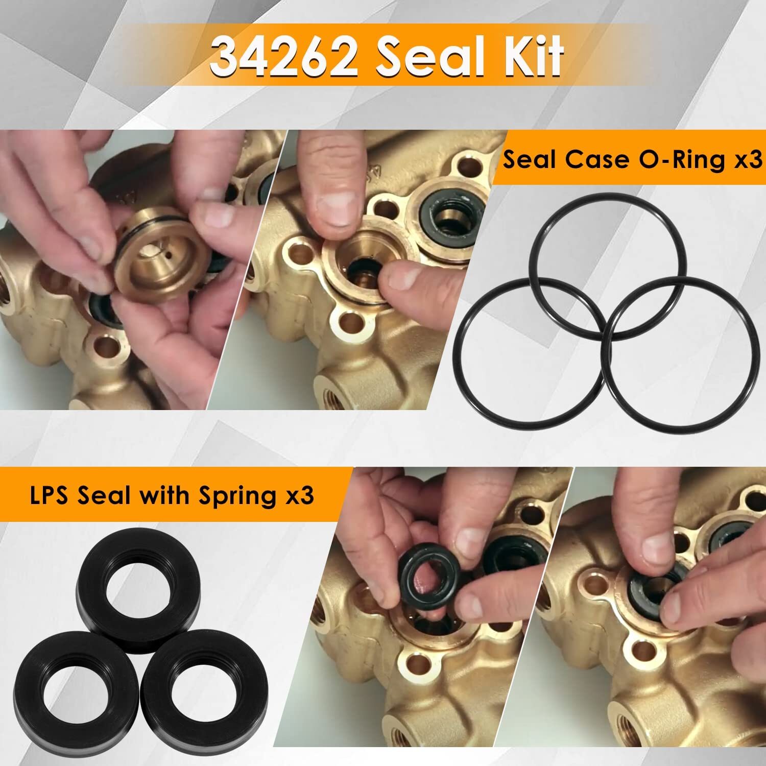 FOR CAT PUMP 66DX 6DX PRESSURE WASHER PUMP 34262 SEALS REBUILD KIT