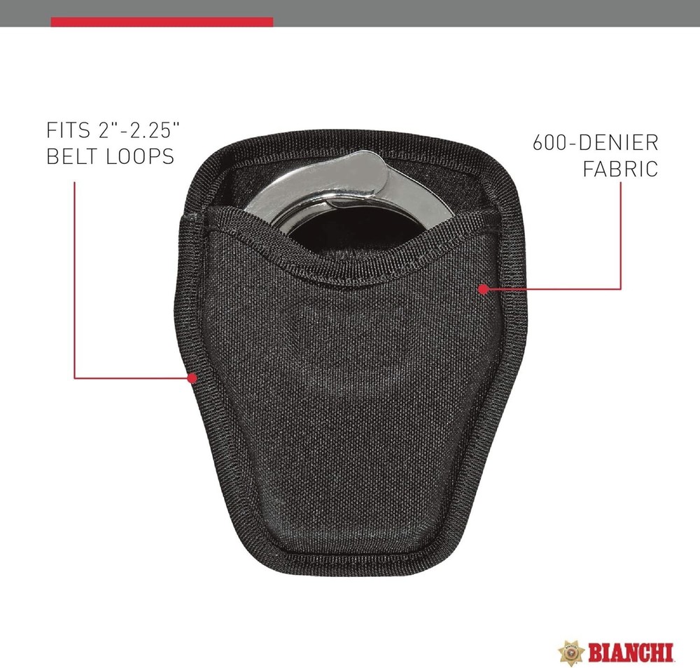 Open Top Cuff Case Black Fits Standard Handcuffs Durable Outer Pull Through