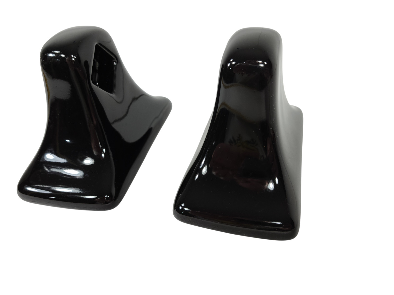 Vintage Black Ceramic Towel Bar Rod Rack Post Holders Flat Back Glue over Tile