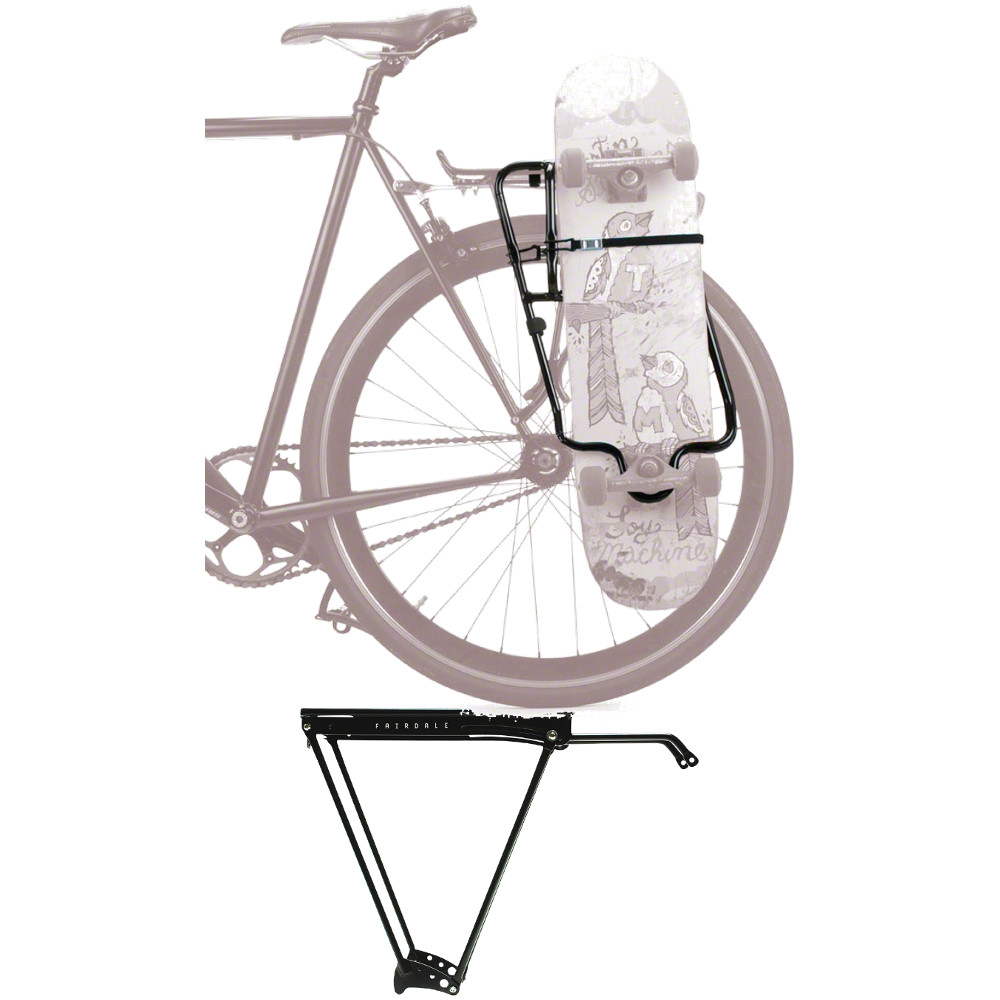 Premium Black Bicycle Cargo and Skateboard Rack Bundle Adjustable Rear Cargo