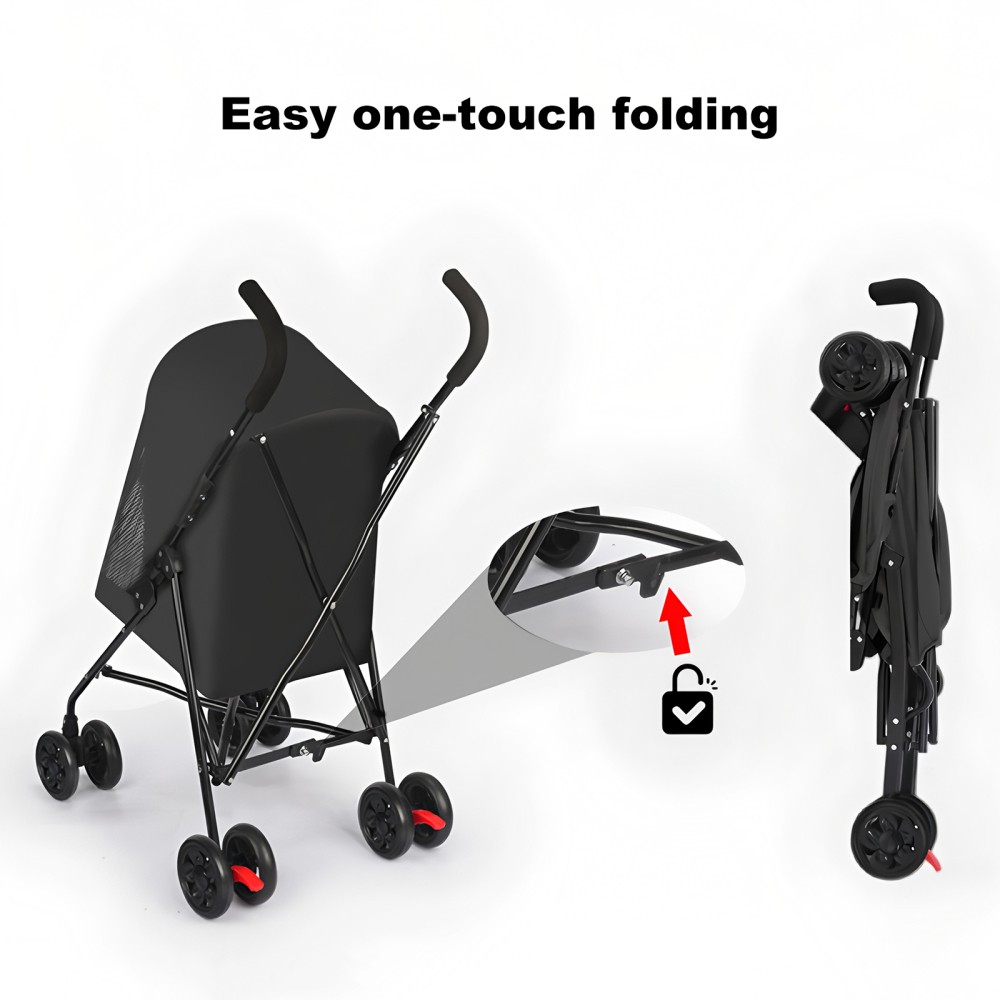 Pet Stroller Small Pets Mesh Ventilation Lightweight Foldable Cup Holder