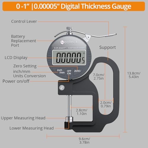 Digital Thickness Gauge 0-1"/0.00005" Silver-grey