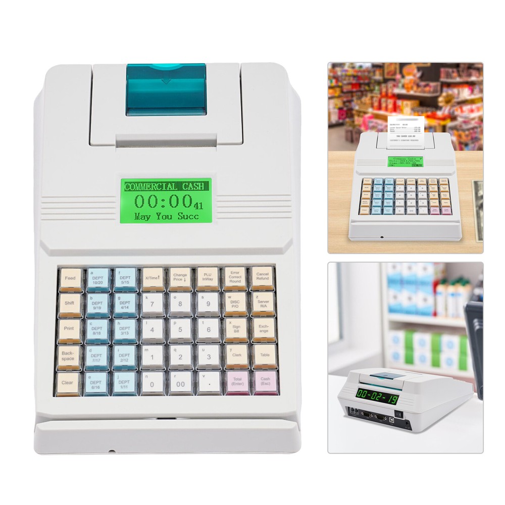 40-Keys Cash Register Tabletop Ratail Cash Register Rectangular Cashing System