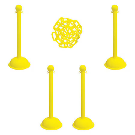 Barrier Post Kit, Yellow, 41 In Post Height, Gloss, 71302-4