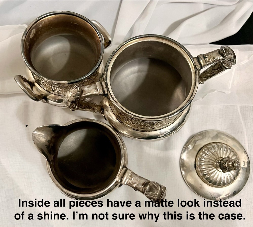 3 Pc Lot REED BARTON “Italian” SilverPlate SUGAR CREAMER BOWL Bacchus DEVIL 1885