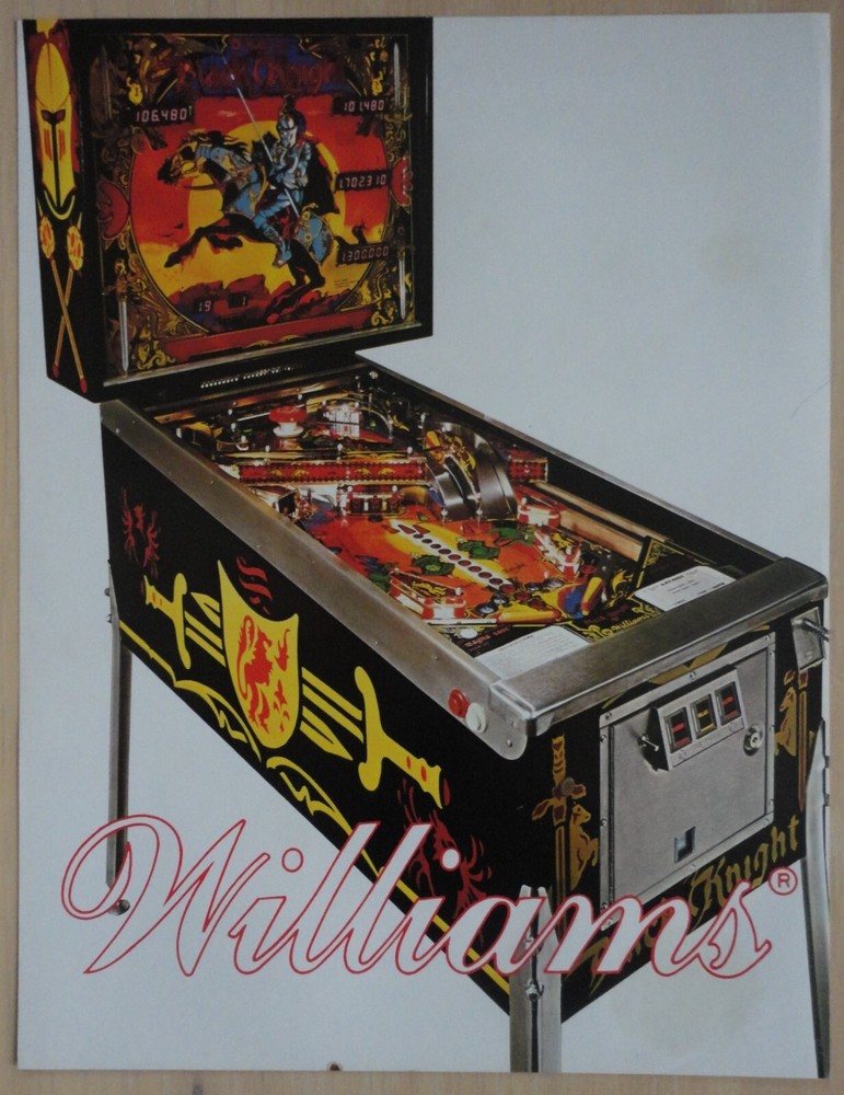 Black Knight Pinball Machine Original Flyer Rare AMOA Version Williams