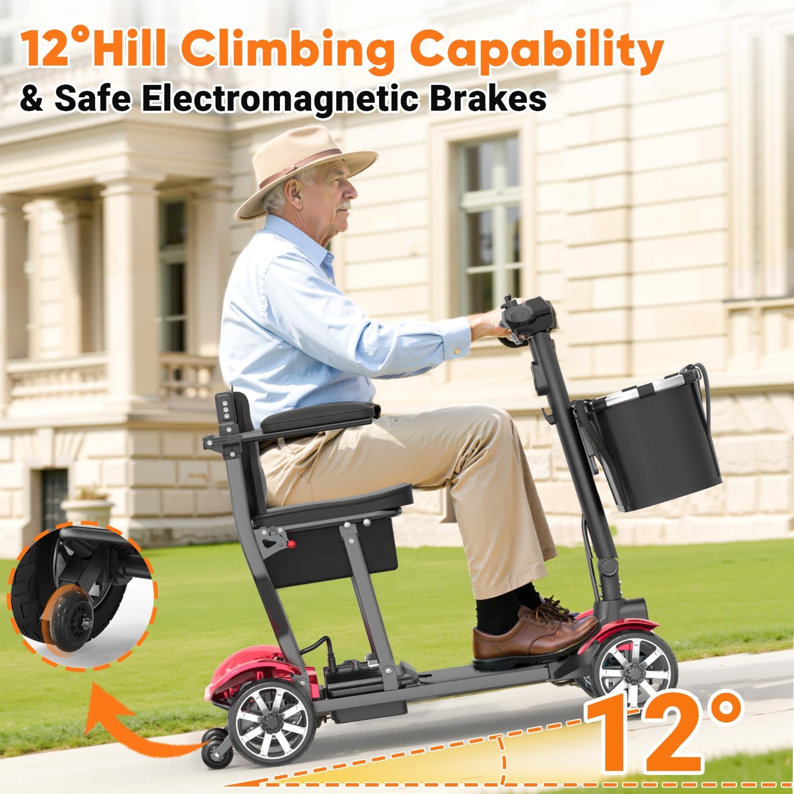 39LBS Foldable 4-Wheel Mobility Scooter for Seniors-All Terrain,Airline Approved