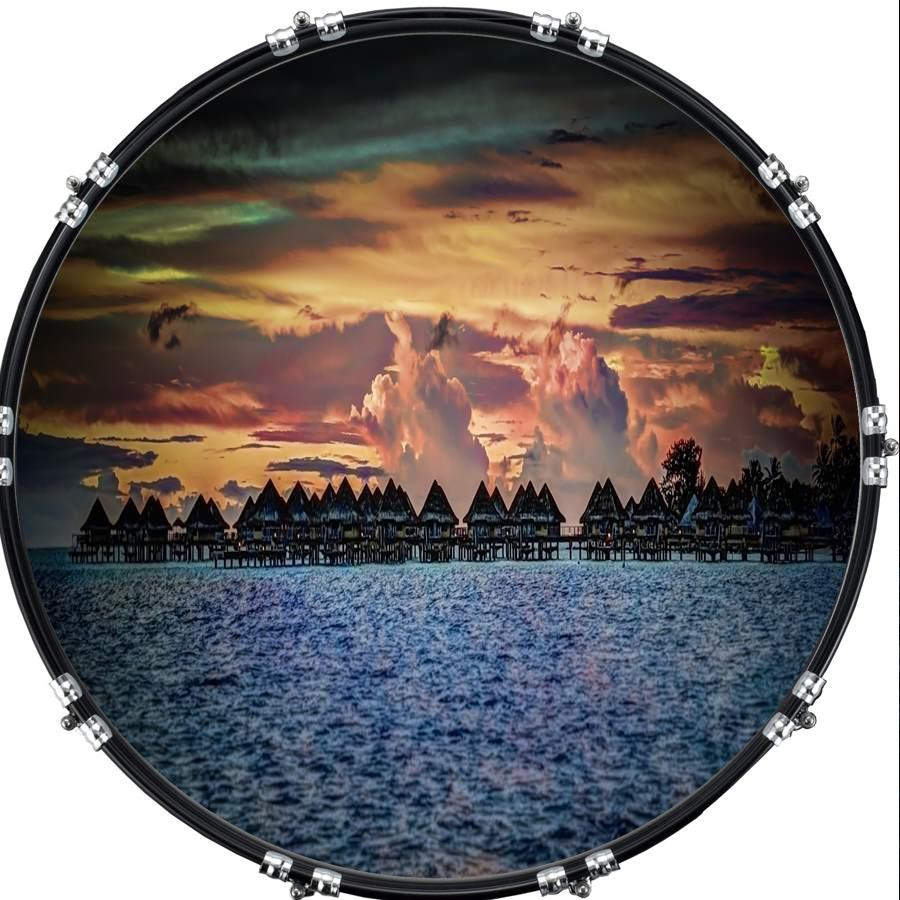 20" Custom Bass Kick Drum Front Head Skin Graphical Bora Bora