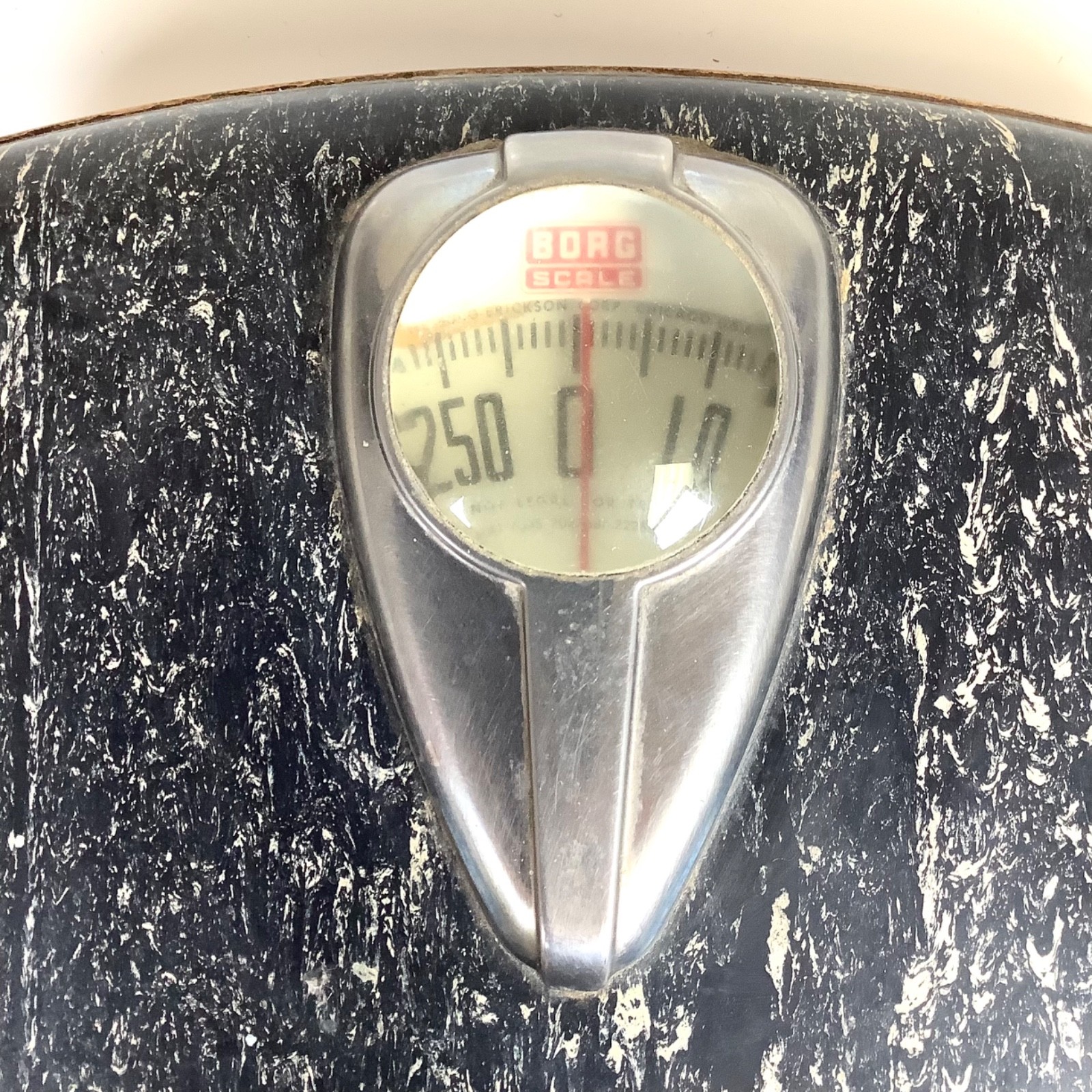 Vintage MCM Borg Pink Black Bathroom Scale 250 Lbs Mechanical Retro Art Deco