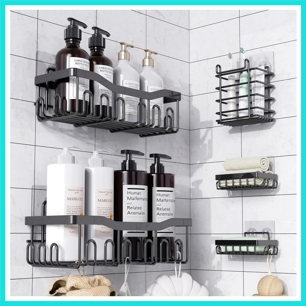Shower Caddy 5 Pack Rustproof Stainless Steel Bath Organizers With Large Capa...
