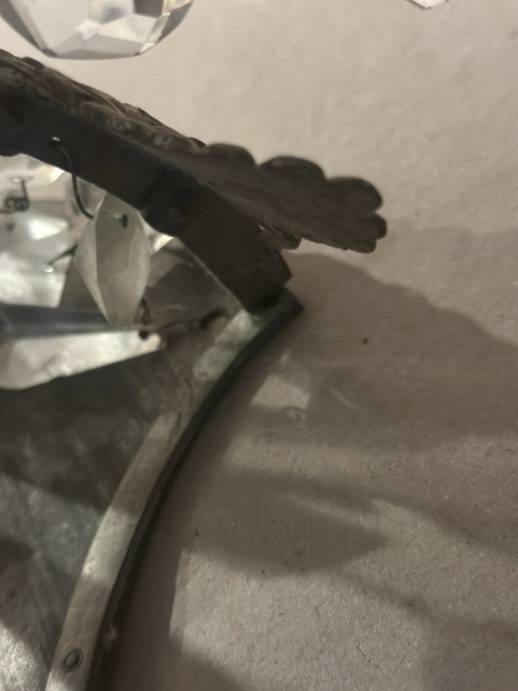 Neoclassical Figurative Crystal Sconce Large Antique