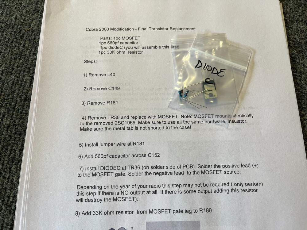 Cobra 2000 MOSFET Mod