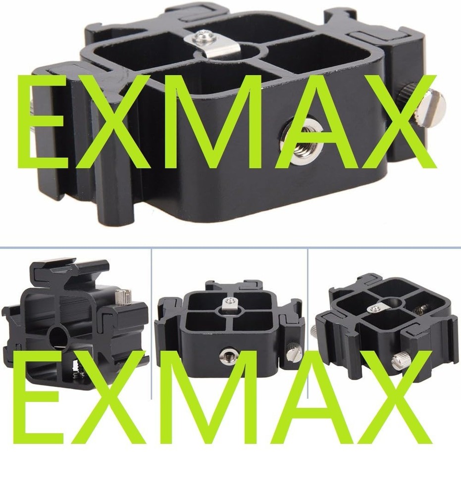 EXMAX Triple (3) Flash Head Adapter with Swivel/Tilt Bracket 3 Section U Shape