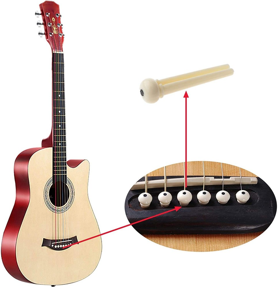 6 String Acoustic Guitar Rosewood Bridge Saddle Nut Pins Set Including Bridge...