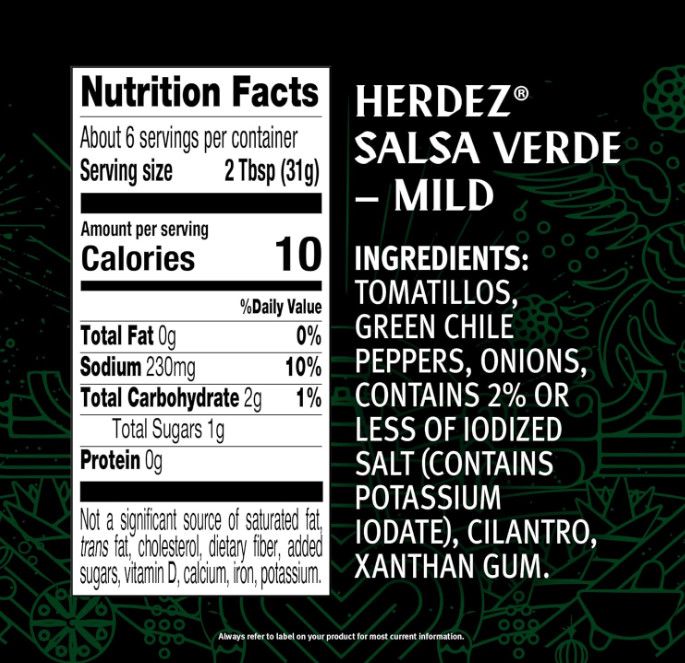 Herdez Salsa Verde, Mild, 7 oz