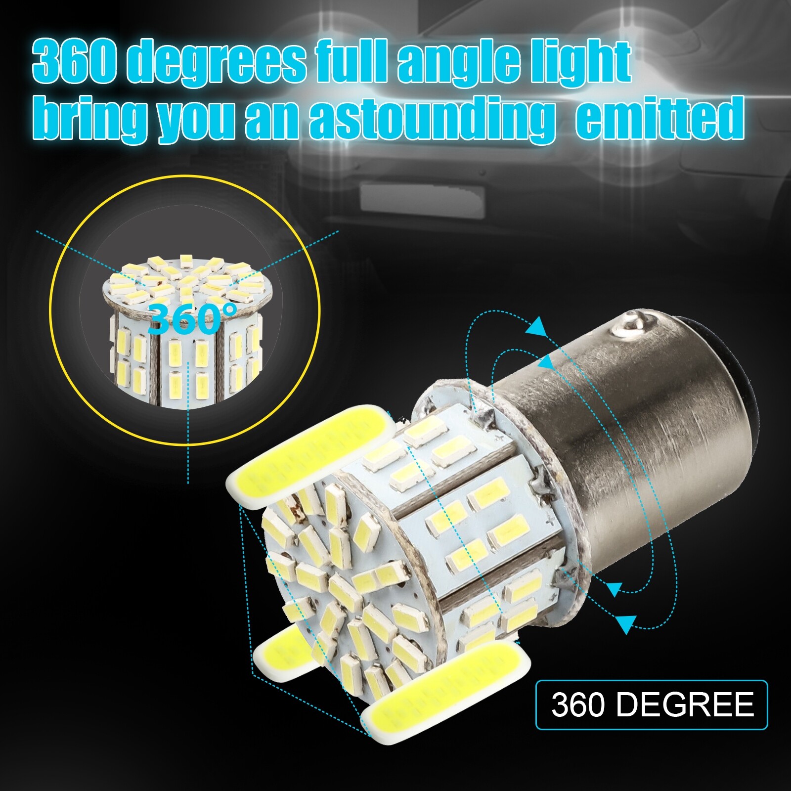 4x 1157 50-SMD LED Tail Brake Stop Reverse Parking Light Bulbs 6000K Super White