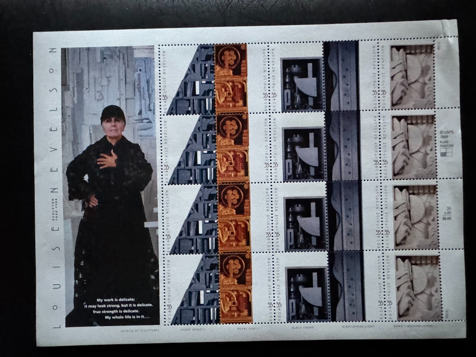 Scott #3379 Louise Nevelson Pane of 20 33¢ Stamps (2000)