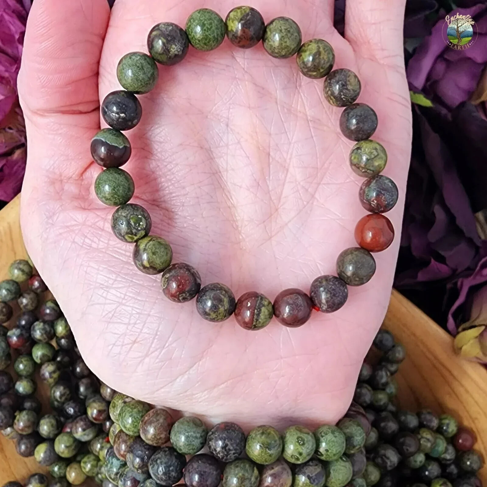 8mm Dragon Blood Stone Beads Stretch Bracelet for Women Men