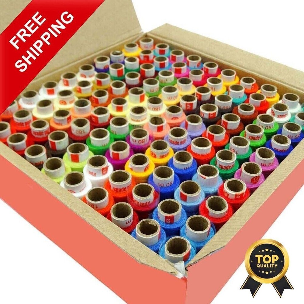Polyester Thread Assorted Color Spool Spun Sewing Supplies Quilting 100 Pcs Set
