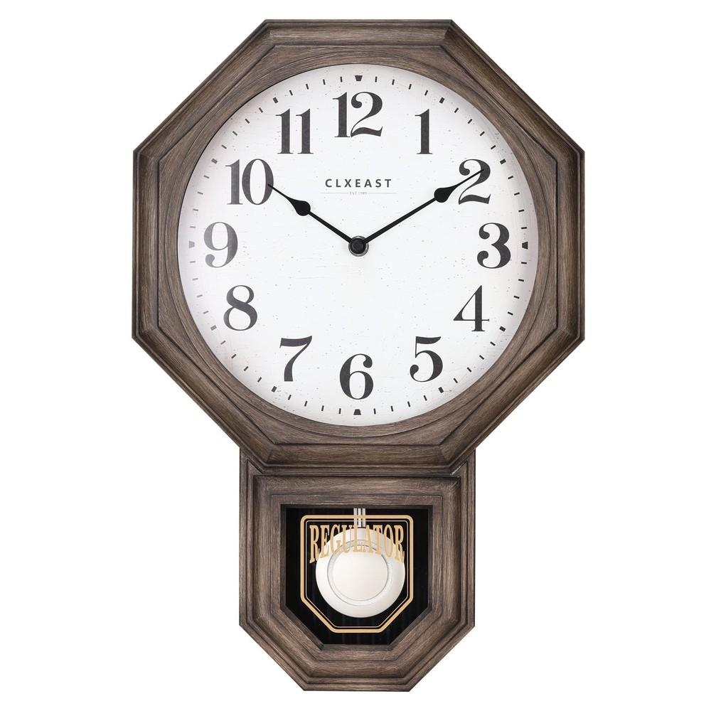 CLXEAST Pendulum Wall Clock, Large Schoolhouse Regulator Pendulum Wall Clocks...