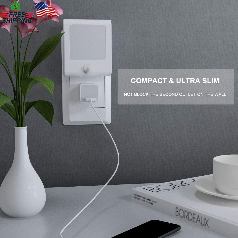 MAZ-TEK Plug in Motion Sensor Lights with Adjustable Brightness,Warm White Motio